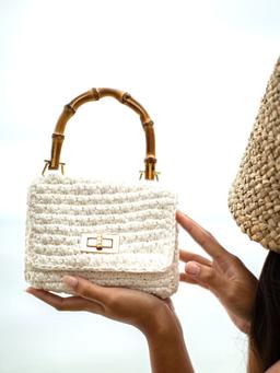 White Airmail mini crochet handbag Handbags BrunnaCo    - Collagerie