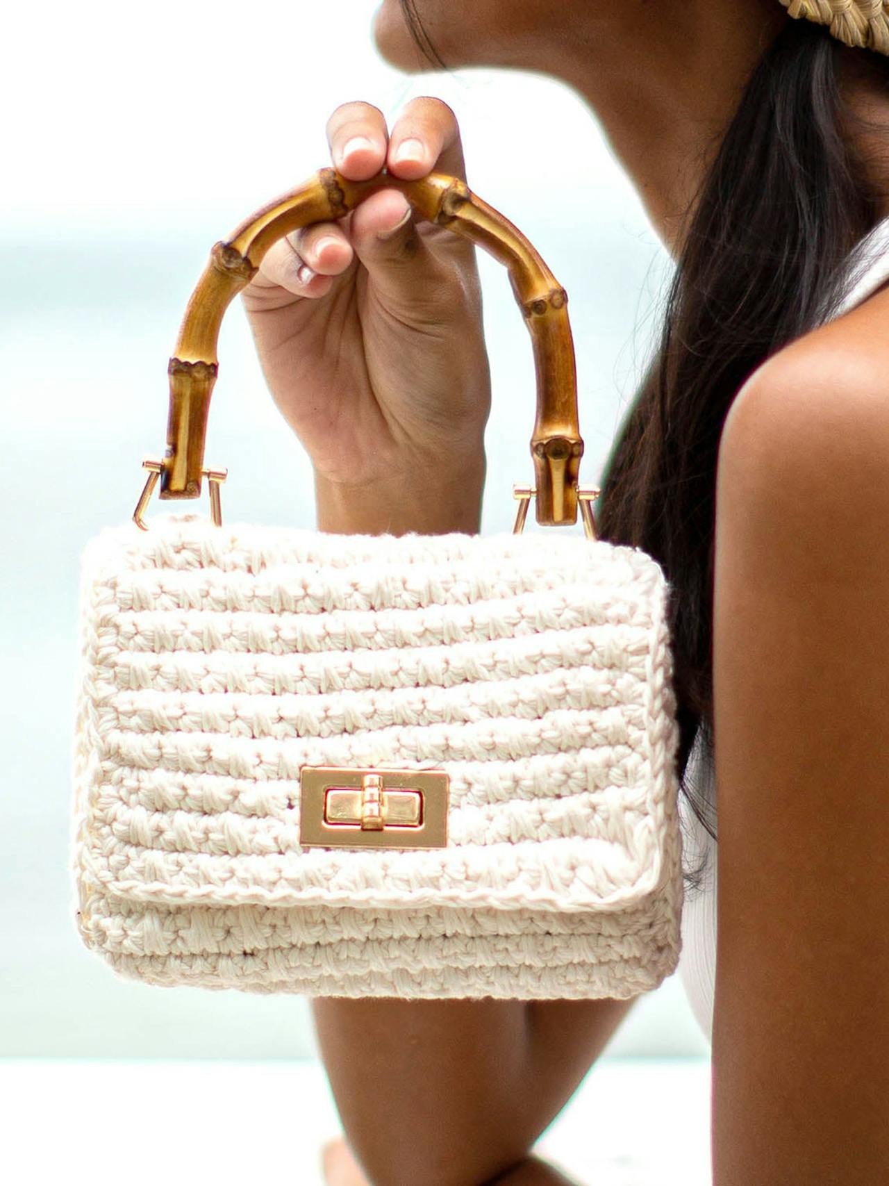 White Airmail mini crochet handbag Handbags BrunnaCo    - Collagerie