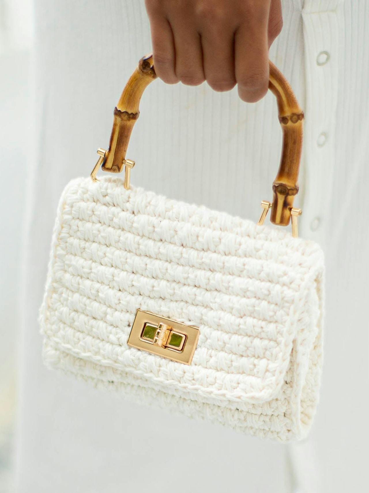 White Airmail mini crochet handbag Handbags BrunnaCo    - Collagerie