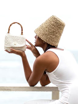 White Airmail mini crochet handbag Handbags BrunnaCo    - Collagerie