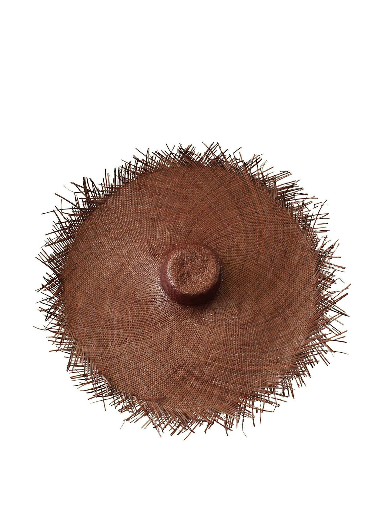 Amora oversized woven straw hat in chestnut brown