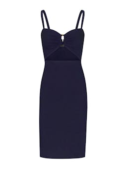 Stretch linen cutout tortoise dress Dresses Anemos Navy XS  - Collagerie