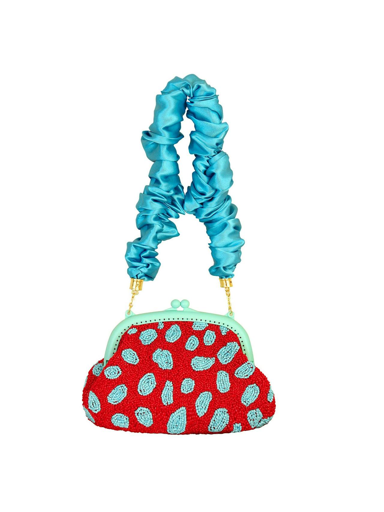 Arnoldi ariela hand-beaded clutch bag in red and turquoise