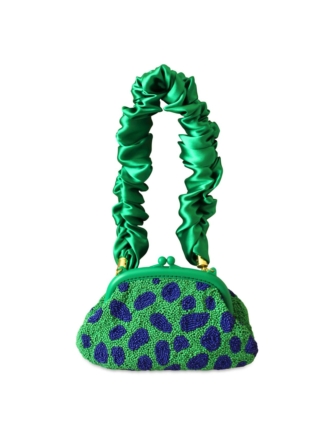 Arnoldi jade hand-beaded clutch bag in lush green & blue