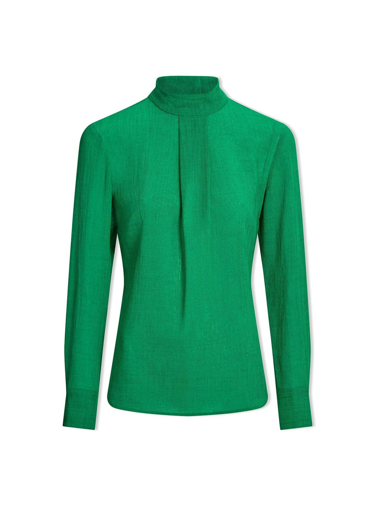 Emerald green Riley funnel neck blouse