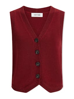 Dark red Wesley cashmere blend v neck waistcoat Knit Cefinn    - Collagerie