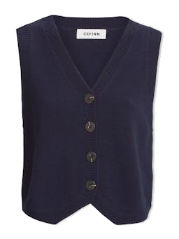 Navy Wesley cashmere blend v neck waistcoat Knit Cefinn    - Collagerie