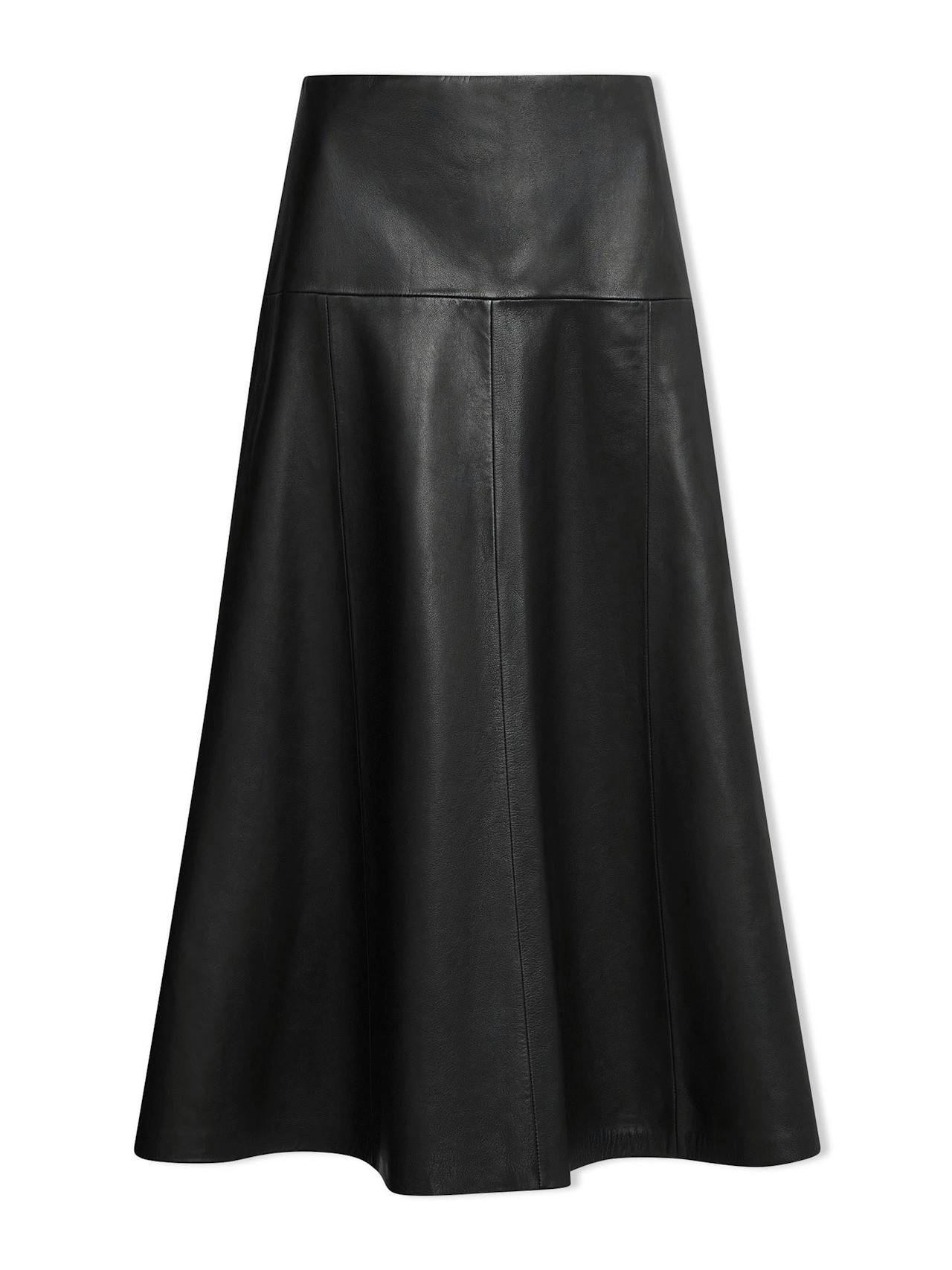 Black Sierra leather a-line maxi skirt