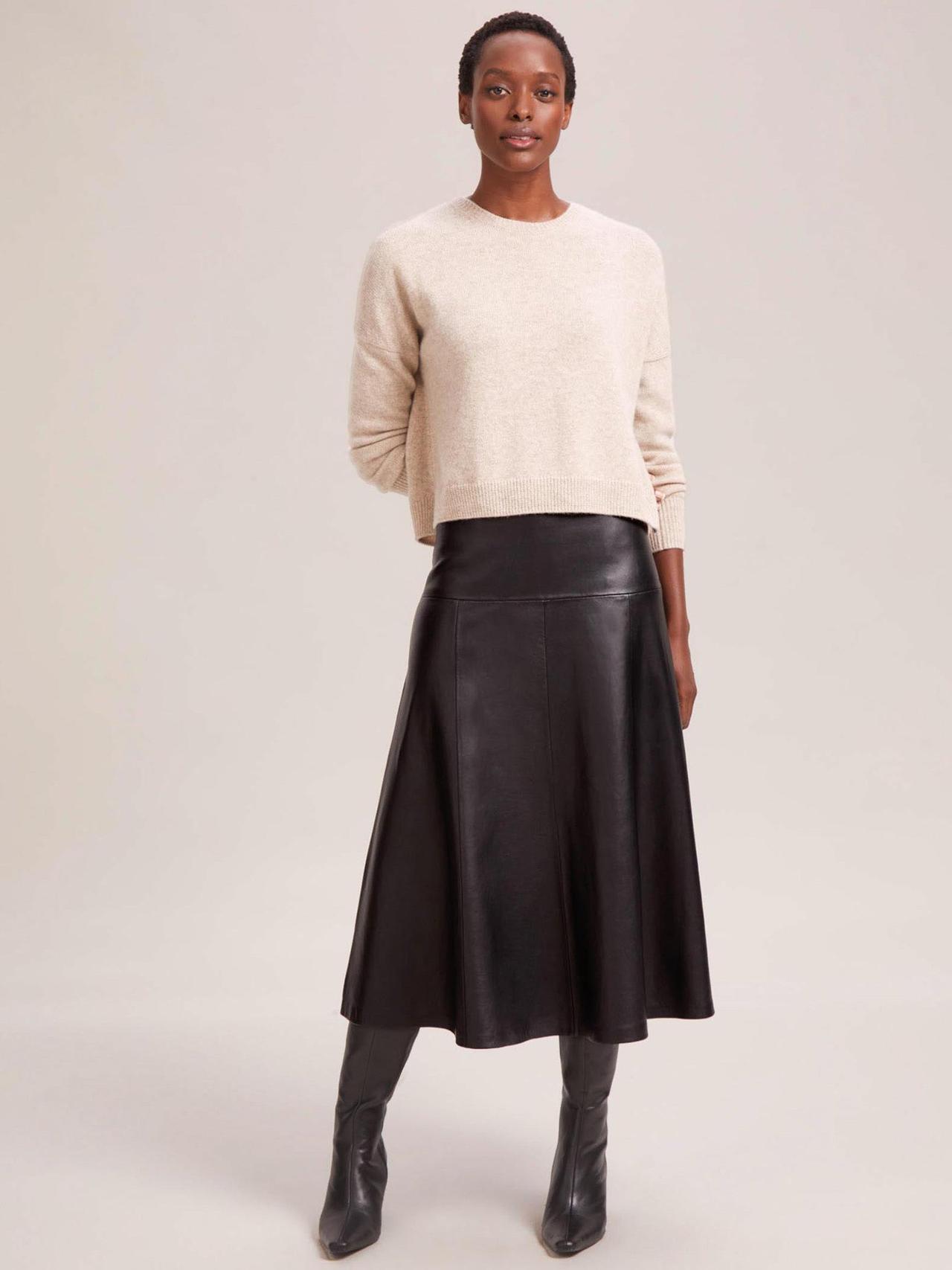 Black Sierra leather a-line maxi skirt Skirt Cefinn    - Collagerie