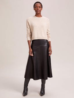 Black Sierra leather a-line maxi skirt Skirt Cefinn    - Collagerie