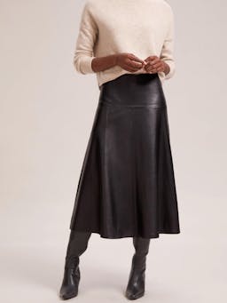 Black Sierra leather a-line maxi skirt Skirt Cefinn    - Collagerie