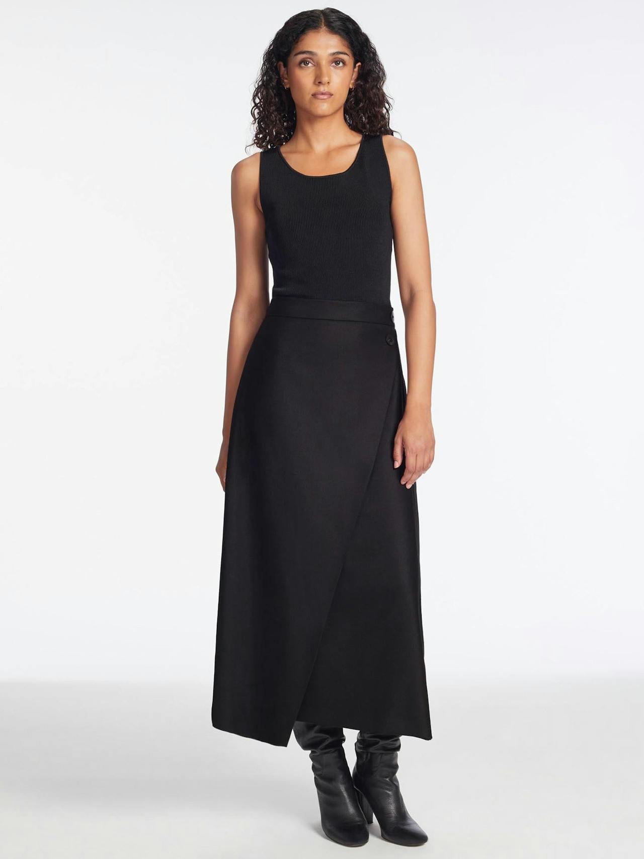 Black Layla wool maxi wrap skirt Skirt Cefinn    - Collagerie