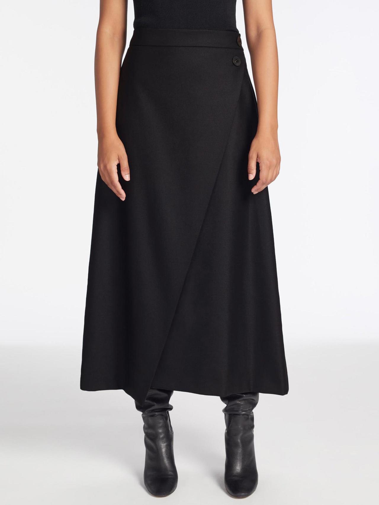 Black Layla wool maxi wrap skirt Skirt Cefinn    - Collagerie