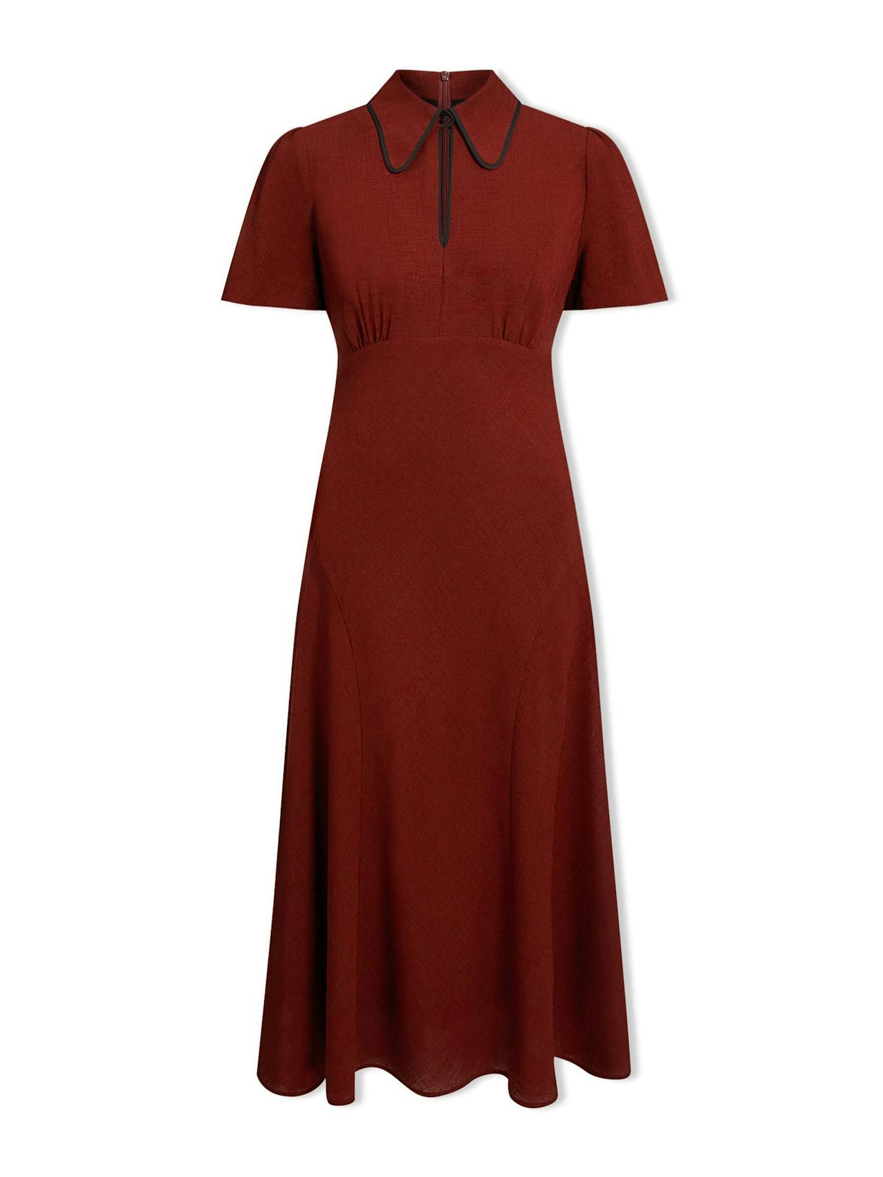 Dark red Reya techni voile midi dress