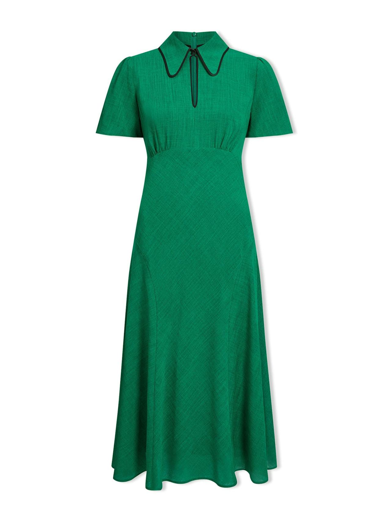 Emerald green Reya techni voile midi dress