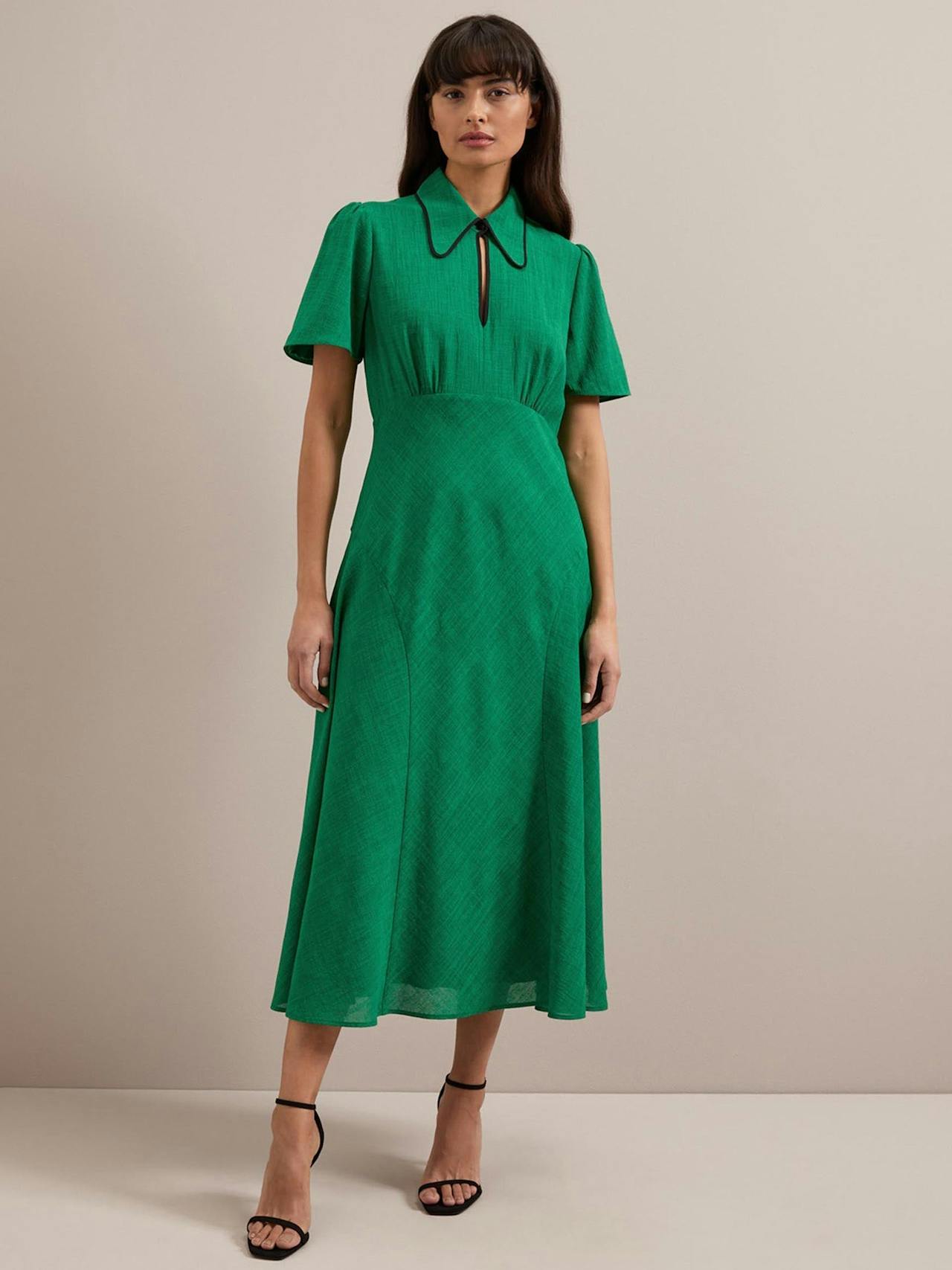 Emerald green Reya techni voile midi dress Dress Cefinn    - Collagerie