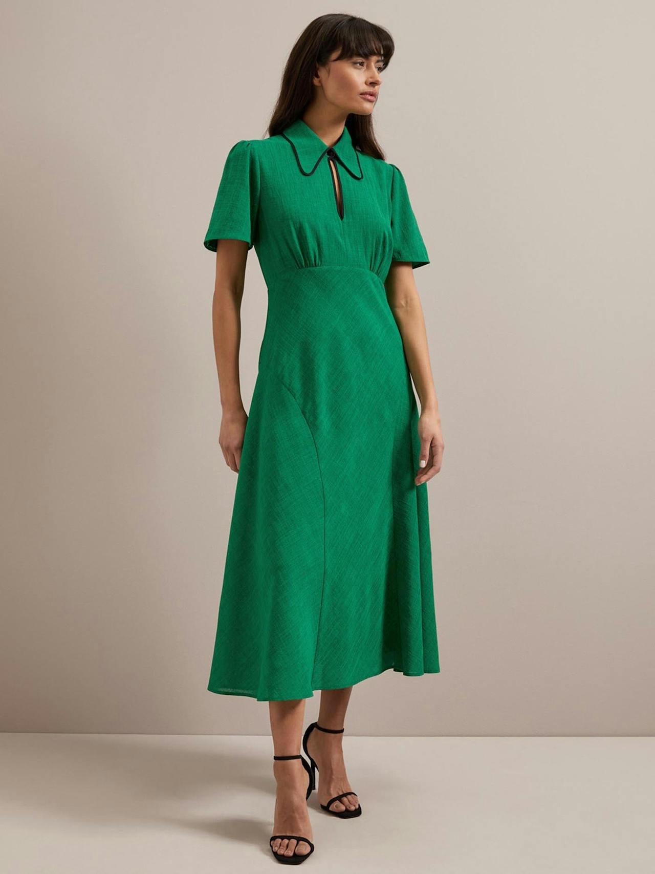 Emerald green Reya techni voile midi dress Dress Cefinn    - Collagerie