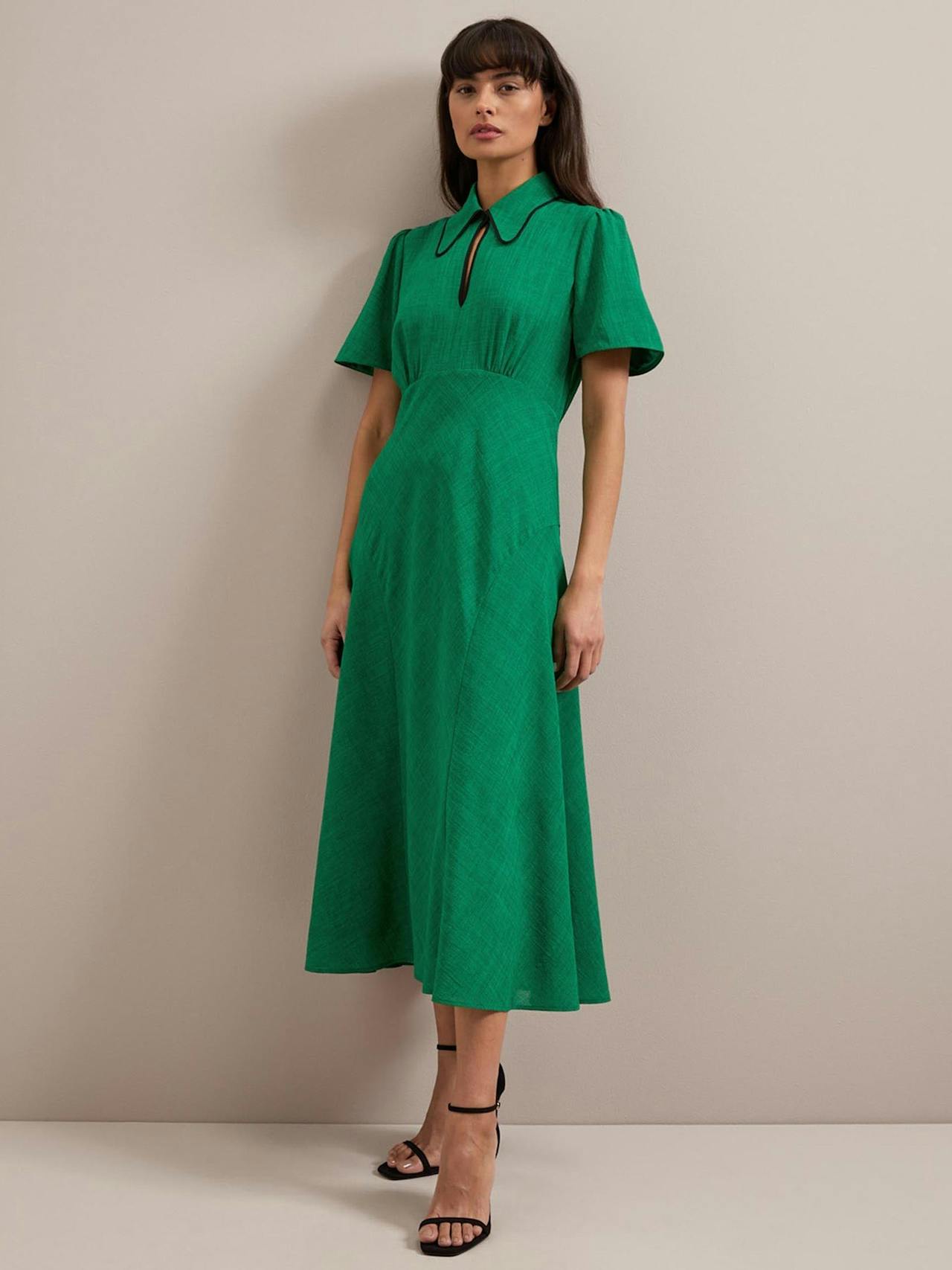 Emerald green Reya techni voile midi dress Dress Cefinn    - Collagerie