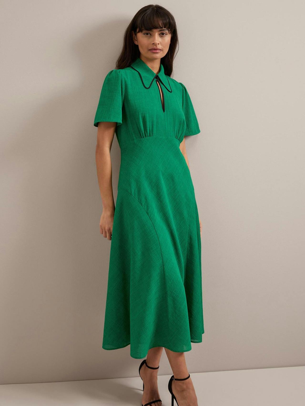 Emerald green Reya techni voile midi dress Dress Cefinn    - Collagerie