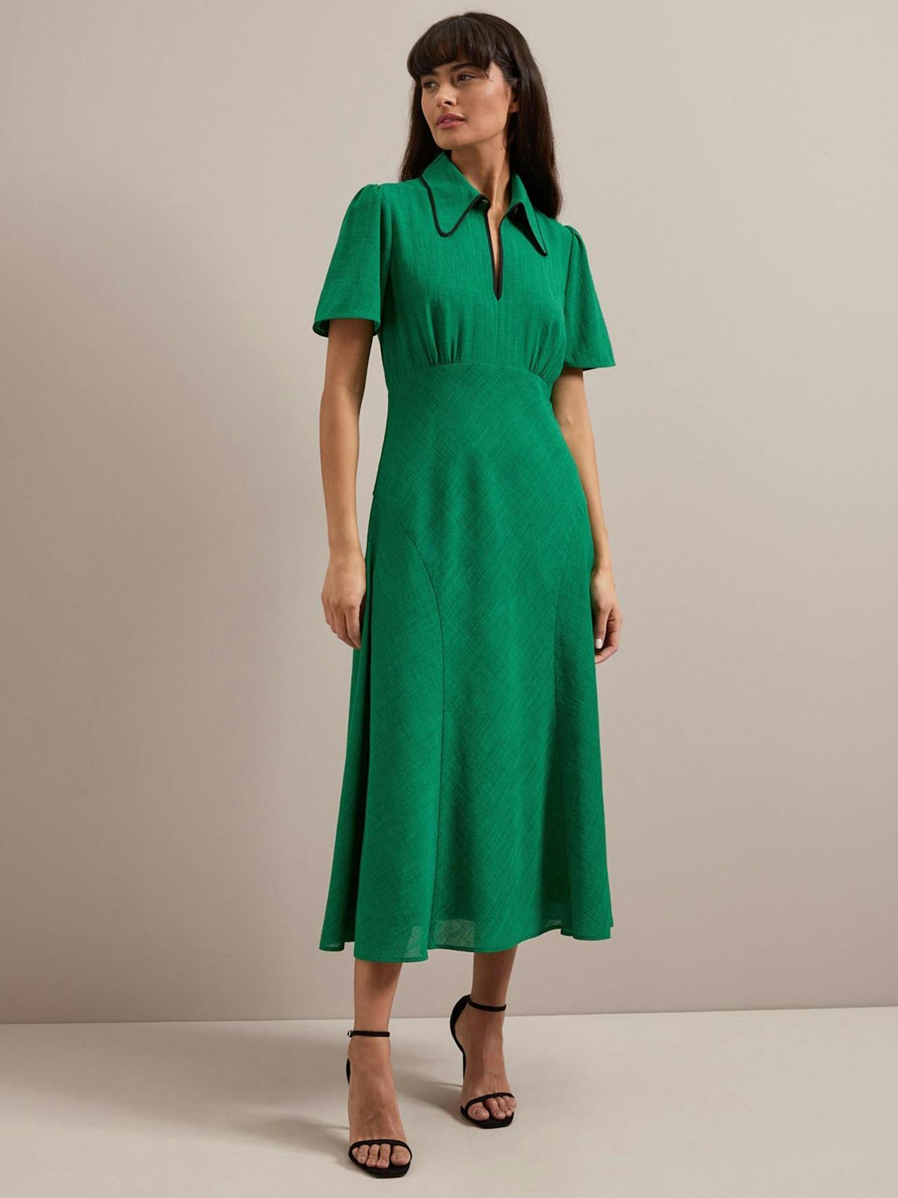 Emerald green Reya techni voile midi dress Dress Cefinn    - Collagerie