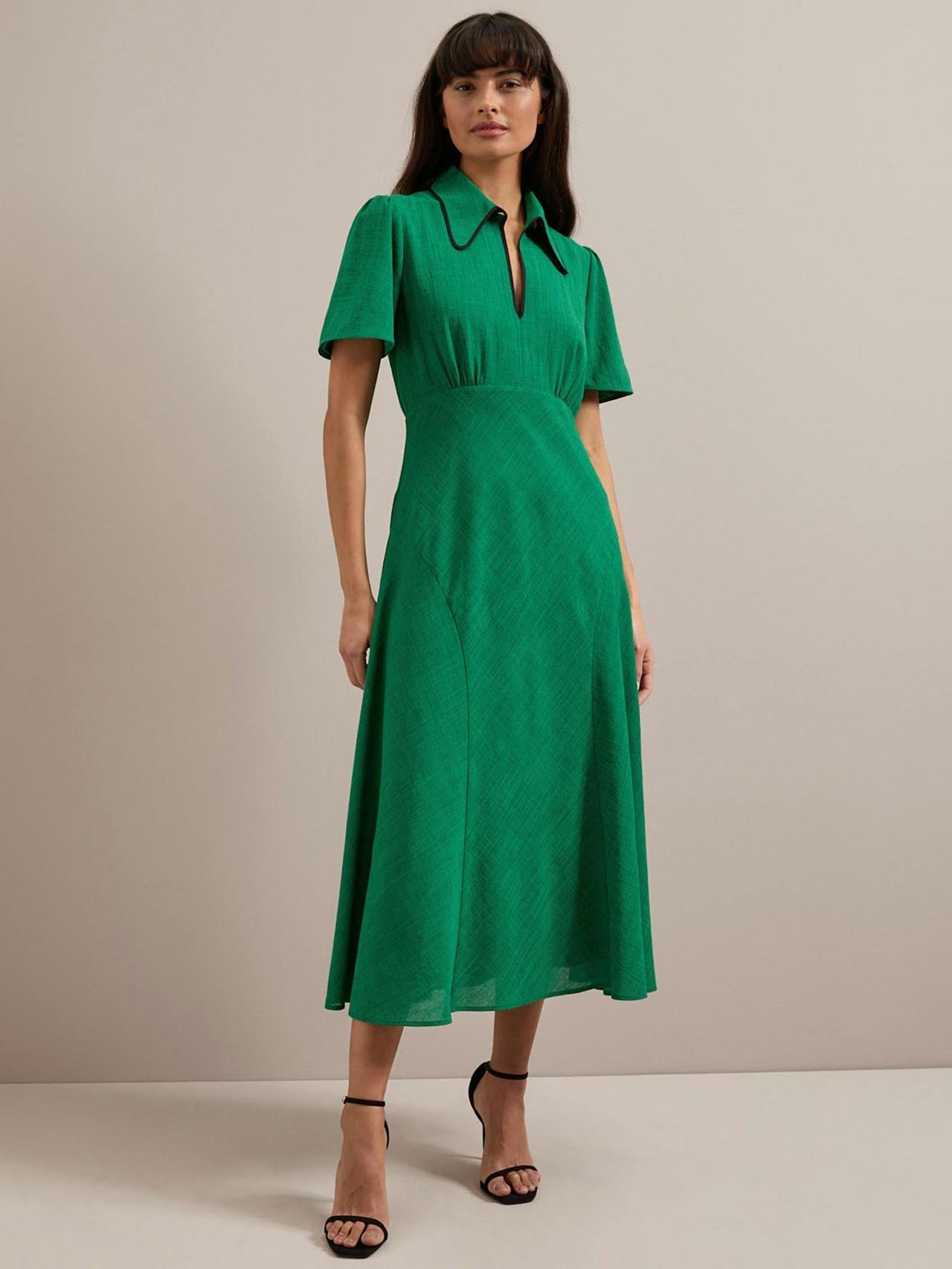 Emerald green Reya techni voile midi dress Dress Cefinn    - Collagerie