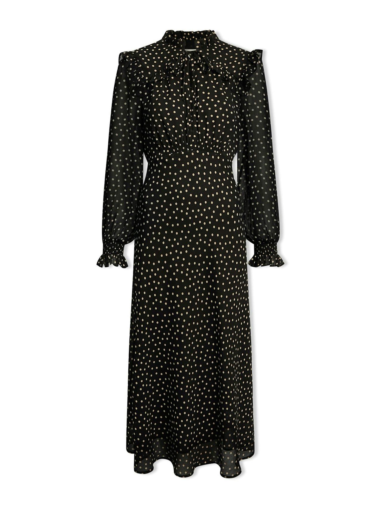 Black cream polka dot Lucinda bias cut maxi dress Dress Cefinn    - Collagerie