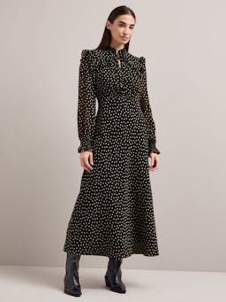 Black cream polka dot Lucinda bias cut maxi dress Dress Cefinn    - Collagerie