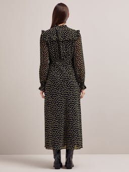 Black cream polka dot Lucinda bias cut maxi dress Dress Cefinn    - Collagerie