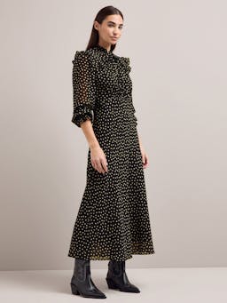 Black cream polka dot Lucinda bias cut maxi dress Dress Cefinn    - Collagerie