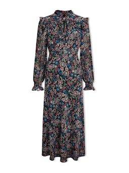 Navy multi large floral print Lucinda bias cut maxi dress Dress Cefinn    - Collagerie