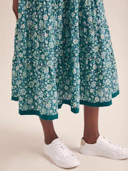 Green ditsy carnation print Elodie cotton blend maxi dress Dress Cefinn    - Collagerie