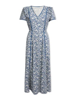 Blue mono floral print Maeve cotton blend maxi dress Dress Cefinn    - Collagerie