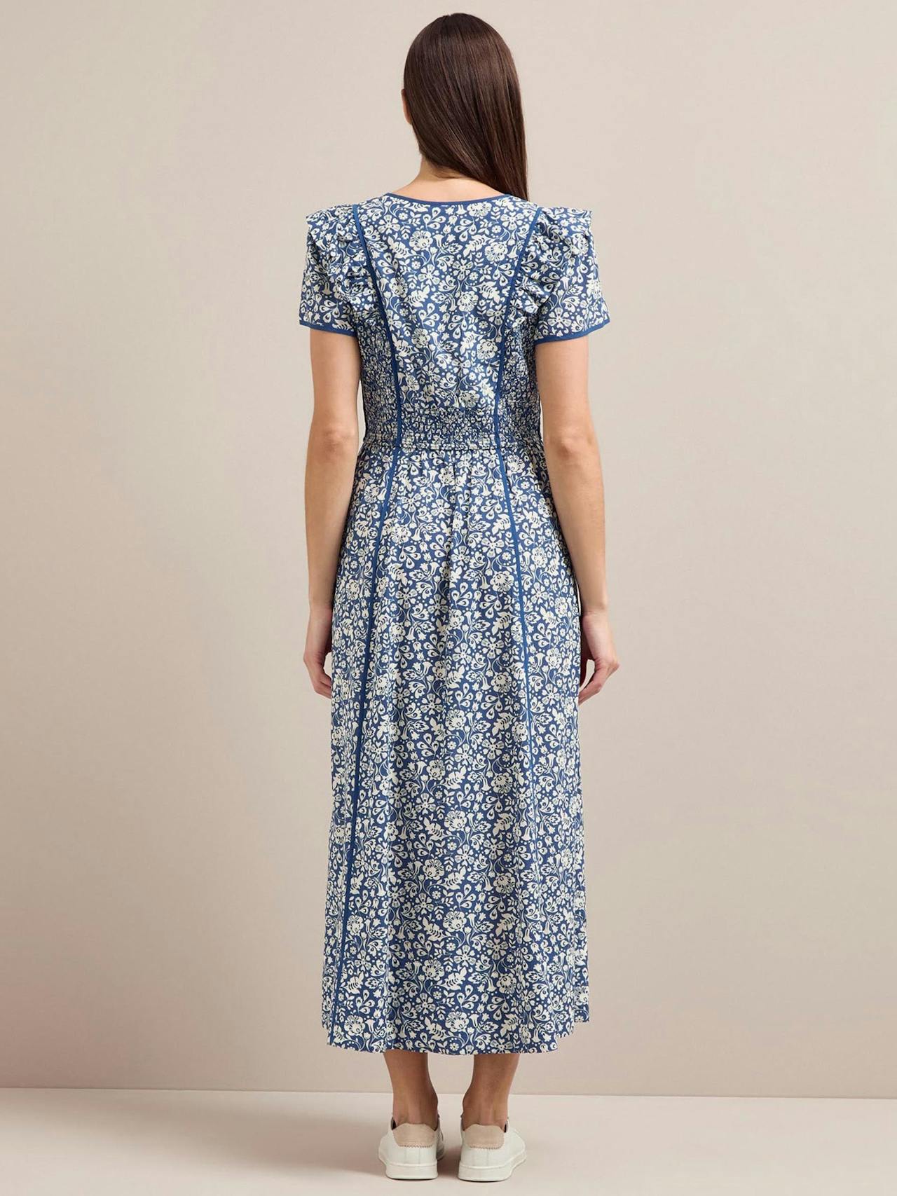 Blue mono floral print Maeve cotton blend maxi dress Dress Cefinn    - Collagerie