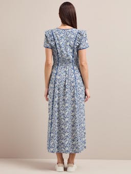 Blue mono floral print Maeve cotton blend maxi dress Dress Cefinn    - Collagerie