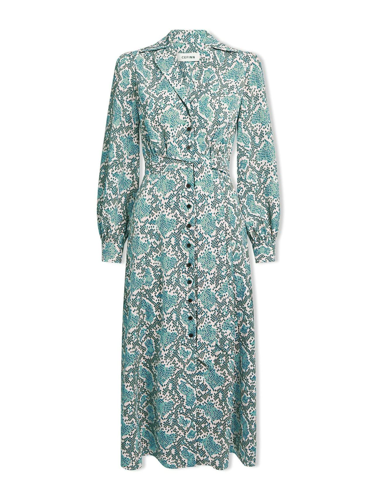 Green snakeskin print Odette maxi dress