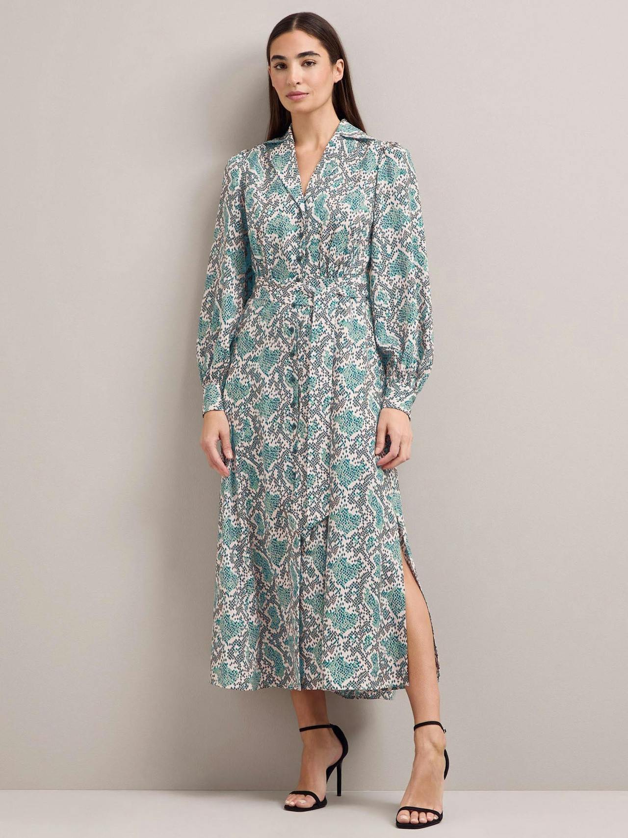 Green snakeskin print Odette maxi dress Dress Cefinn    - Collagerie