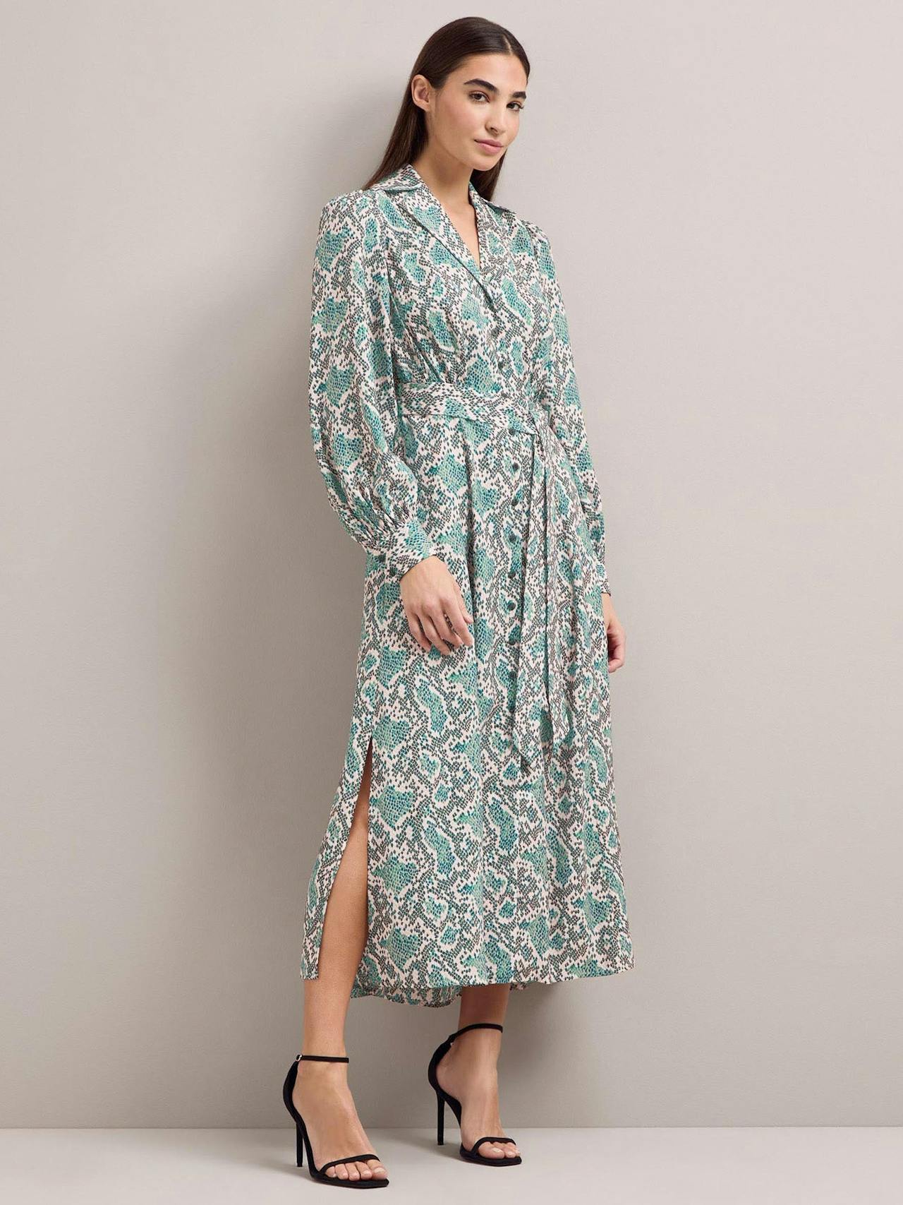 Green snakeskin print Odette maxi dress Dress Cefinn    - Collagerie