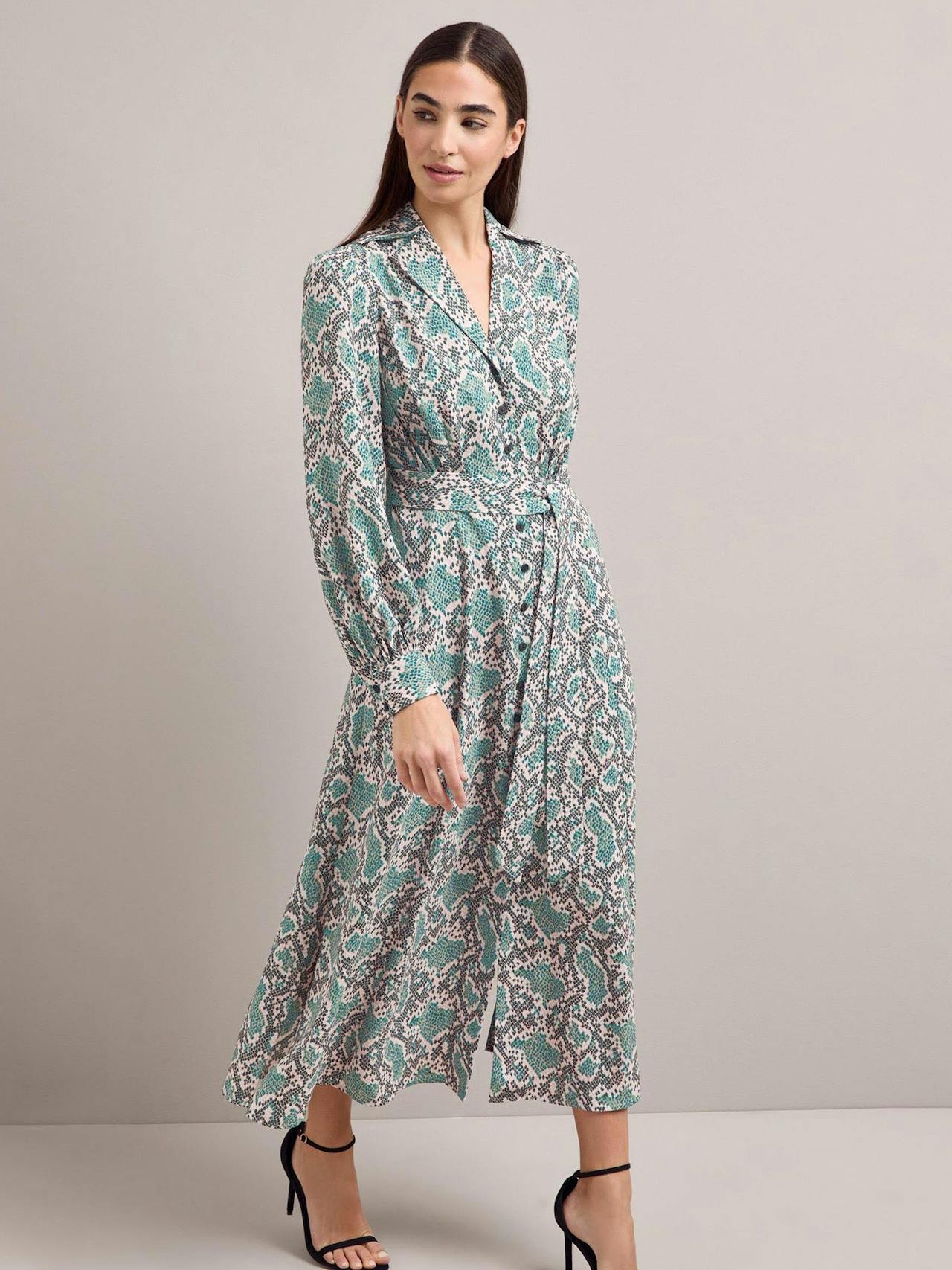 Green snakeskin print Odette maxi dress Dress Cefinn    - Collagerie