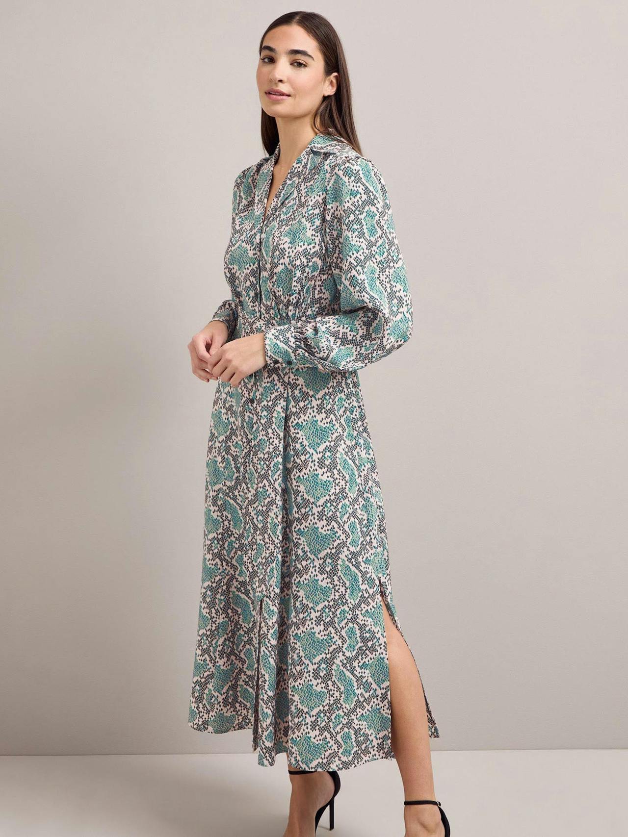 Green snakeskin print Odette maxi dress Dress Cefinn    - Collagerie