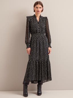 Black cream polka dot Saskia maxi shirt dress Dress Cefinn    - Collagerie