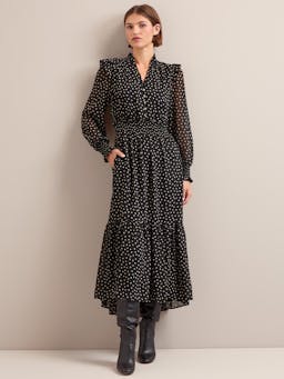 Black cream polka dot Saskia maxi shirt dress Dress Cefinn    - Collagerie