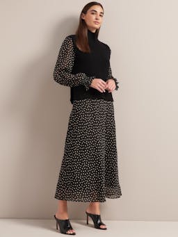 Black cream polka dot Lucinda bias cut maxi dress Dress Cefinn    - Collagerie