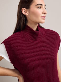 Burgundy Janice cashmere blend funnel neck sleeveless jumper Knit Cefinn    - Collagerie