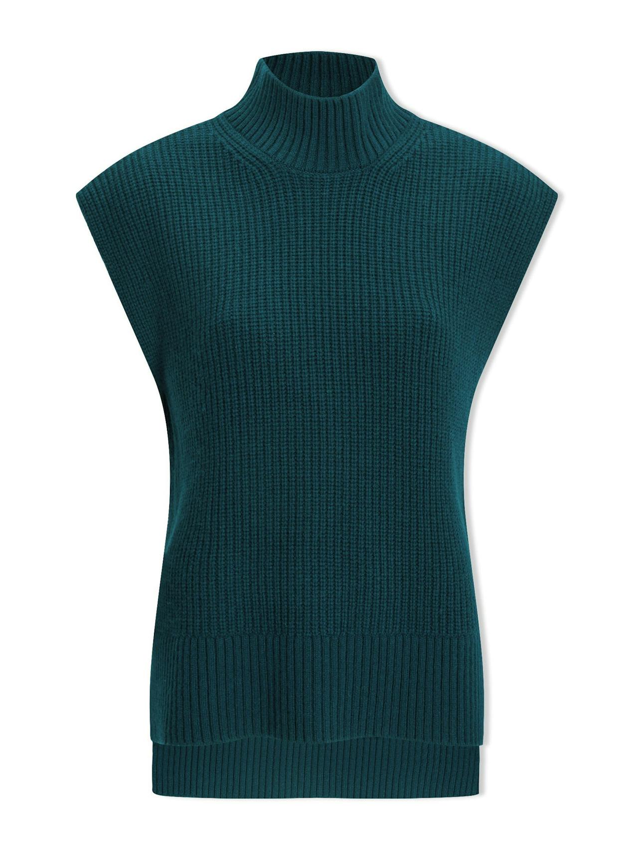 Petrol Janice cashmere blend funnel neck sleeveless jumper