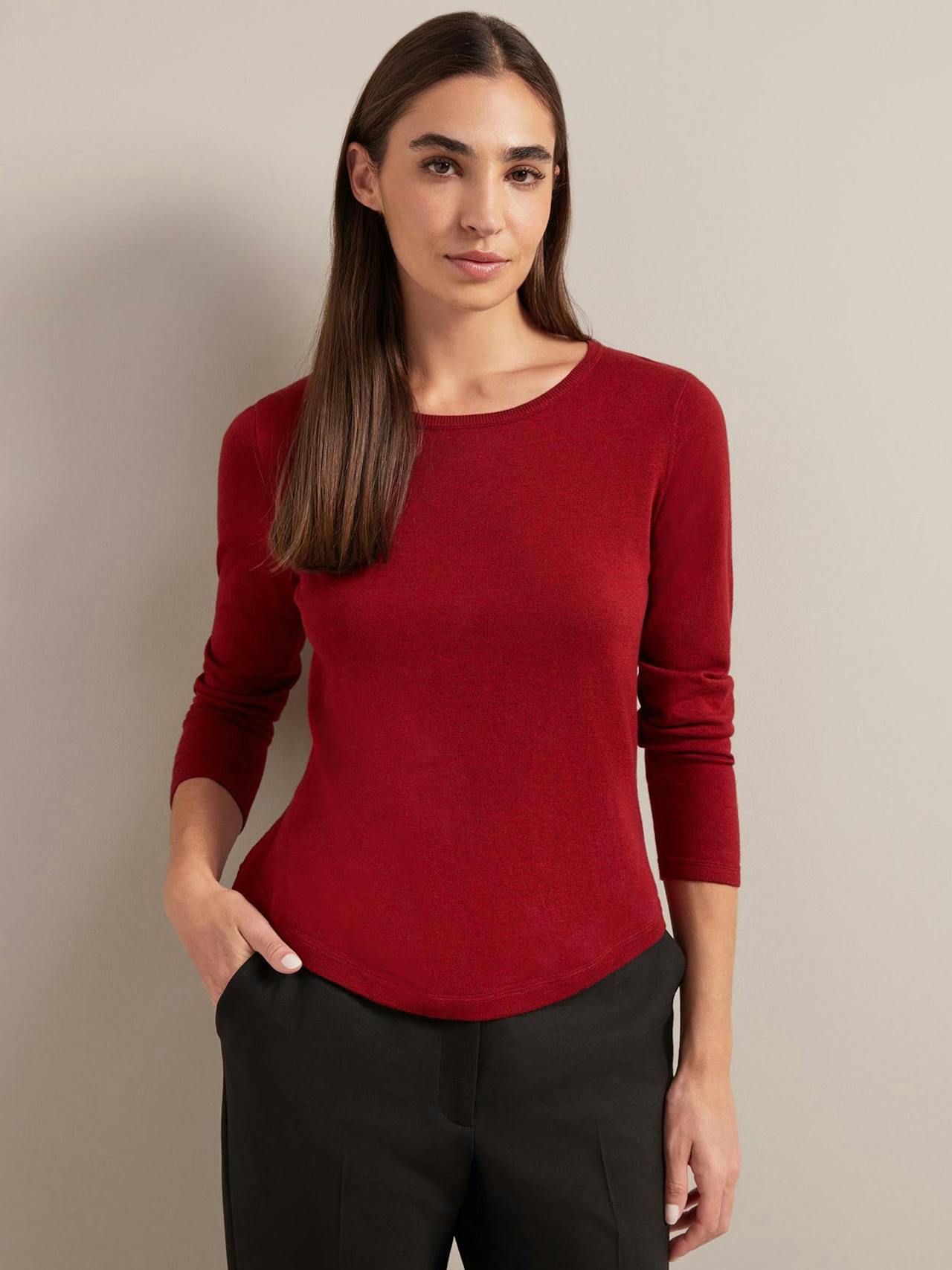 Dark red Maia cotton silk blend t-shirt Knit Cefinn    - Collagerie