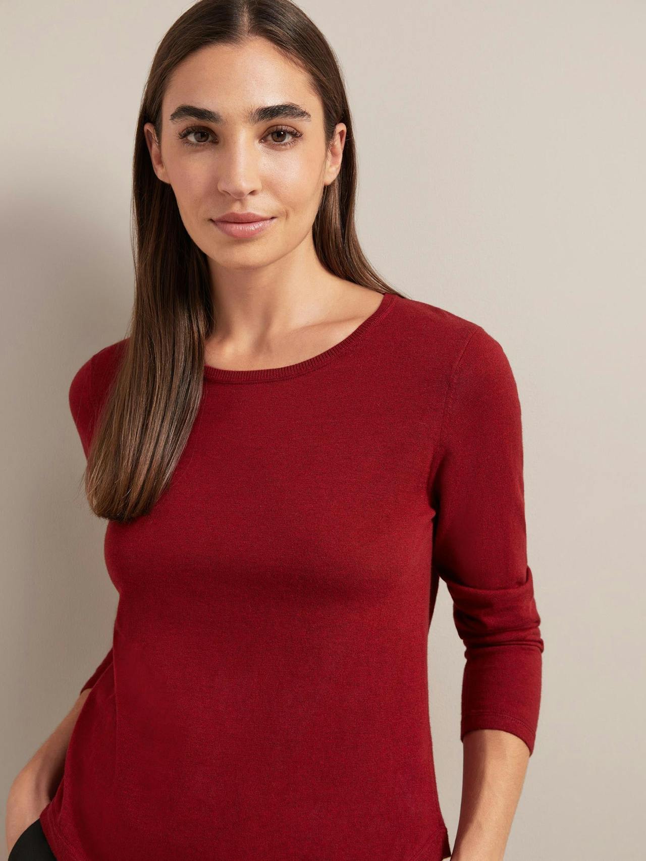 Dark red Maia cotton silk blend t-shirt Knit Cefinn    - Collagerie