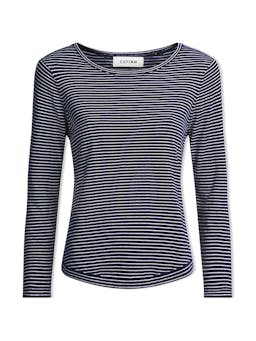 Navy white stripe Maia cotton silk blend t-shirt Knit Cefinn    - Collagerie