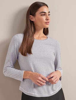 White navy stripe Maia cotton silk blend t-shirt Knit Cefinn    - Collagerie