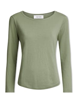 Sage green Maia cotton silk blend t-shirt Knit Cefinn    - Collagerie