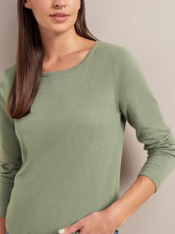 Sage green Maia cotton silk blend t-shirt Knit Cefinn    - Collagerie